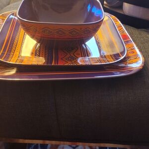 12pc Colorful Geometric Dinnerware Set